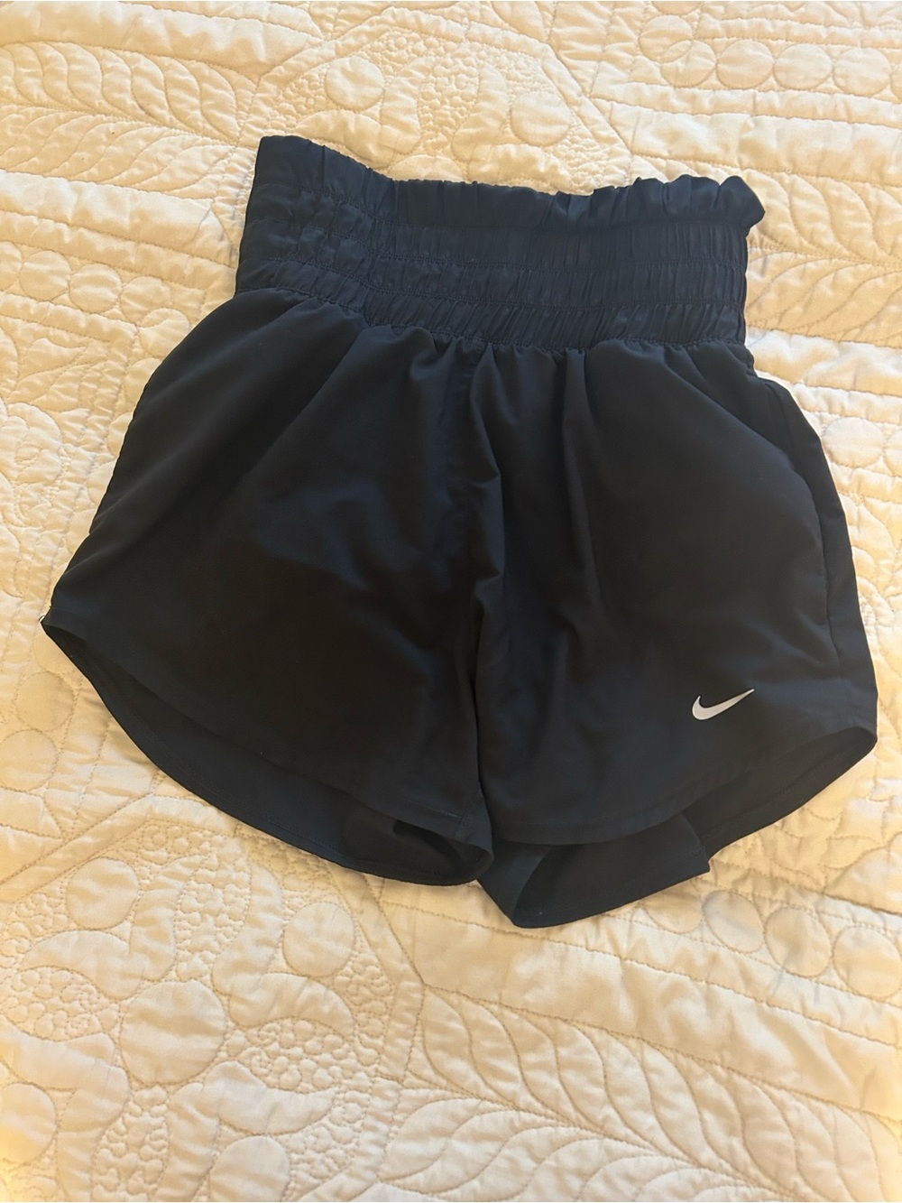 Nike Black High-Rise Smocked Waist Athletic Shorts